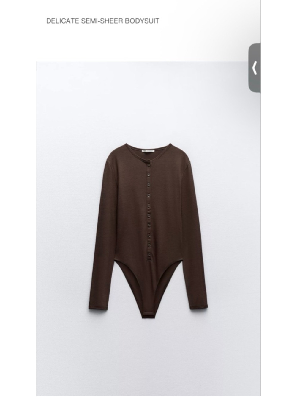 Women's ZARA Brown Long Sleeve Bodysuit M